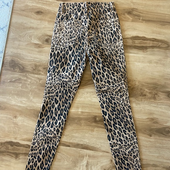 FRAME Denim Ali High-Rise Leopard Print Cigarette Jeans Size 25 - Picture 2 of 6